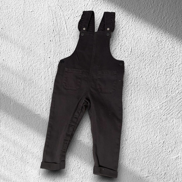 🆕 Primark ruffle denim gray overalls w/ snaps sz 12-18 months toddler baby kids - Picture 1 of 4